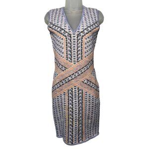 BCBGMAXAZRIA Jose Jacquard Bodycon Sleeveless Dress SZ S Party Lilac Peach